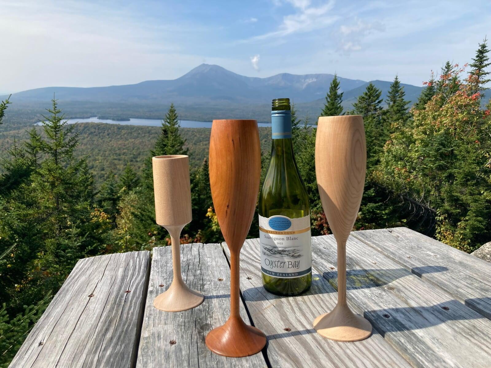 wood wine cups for camping